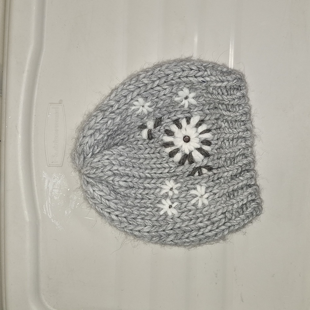 Gelso Bianco Italian wool alpaca beanie hat - gray embroidery
